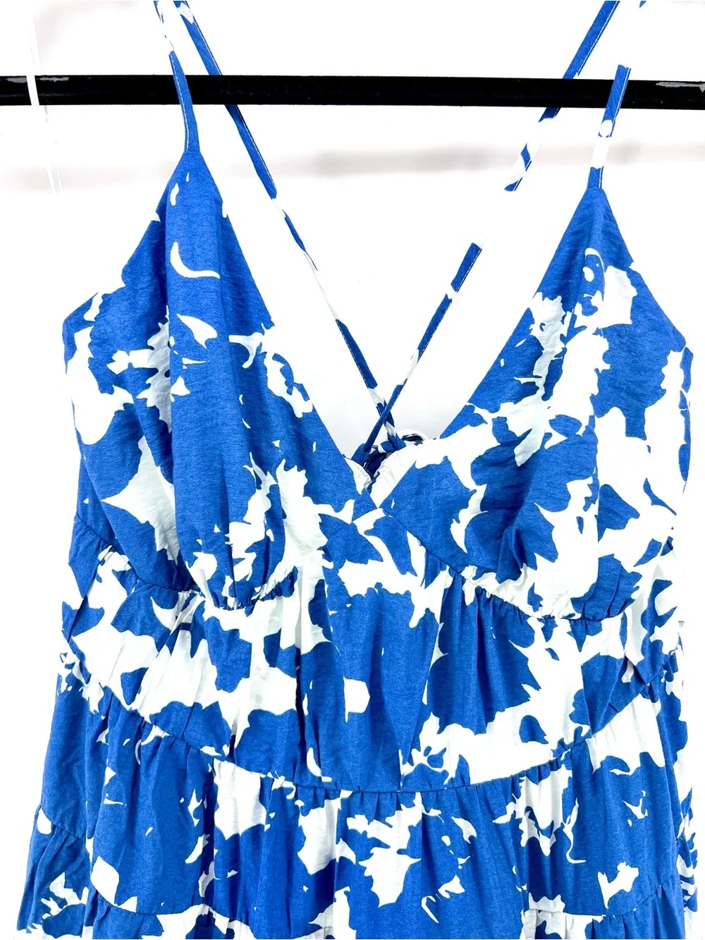 Abercrombie Blue Floral Flowy Maxi Dress Sz M Relaxed Strappy Resort Party